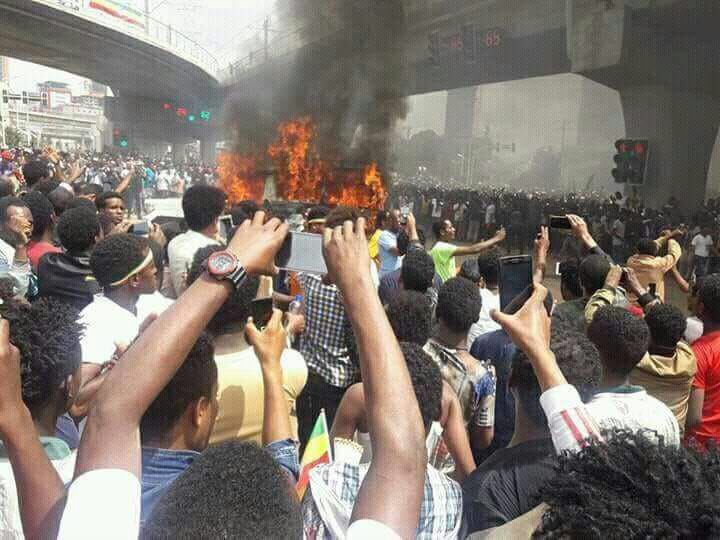 PHOTOS: Aftermath of bombing targeting rally for Ethiopia's new PM Abiy Ahmed in Addis Ababa. Several people reported dead 