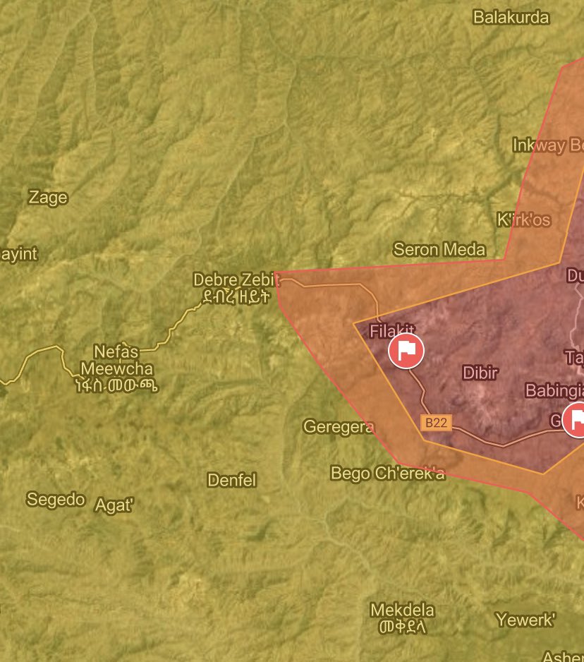 The TDF control Filakit since a few days ago and attempted to move further west down the road. Claims that Nefas Meewcha was captured are denied (corrected that on the map) and heavy fighting has taken place along the road