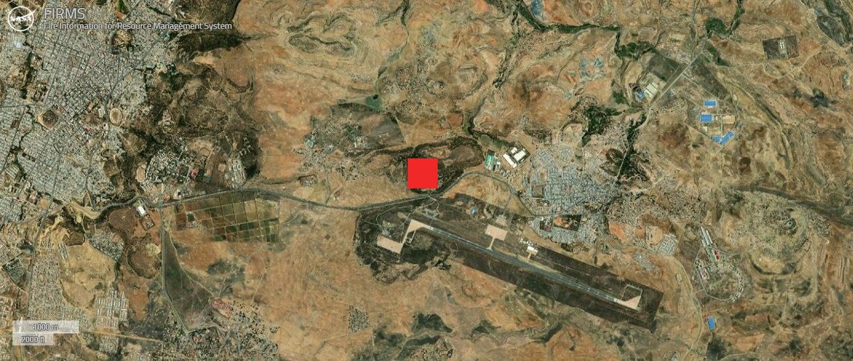 A fire was detected today near the Alula Aba Nega Airport in Quiha, Tigray, Ethiopia