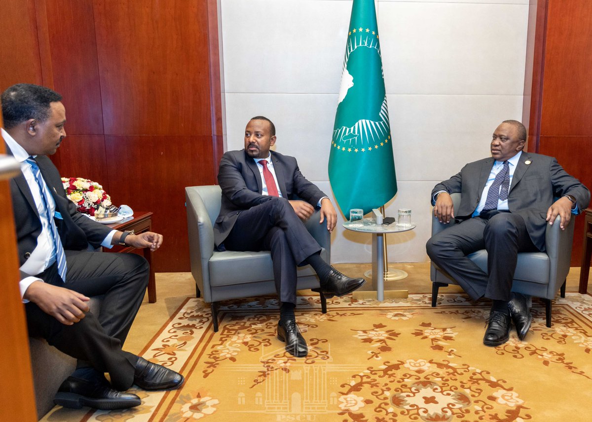 Ethiopia-Kenya: President Uhuru Kenyatta on Sunday held bilateral talks with PM @AbiyAhmedAli on the sidelines of the AU summit. The two discussed a wide array of bilateral & multilateral subjects among them ongoing efforts to end the conflict in Tigray